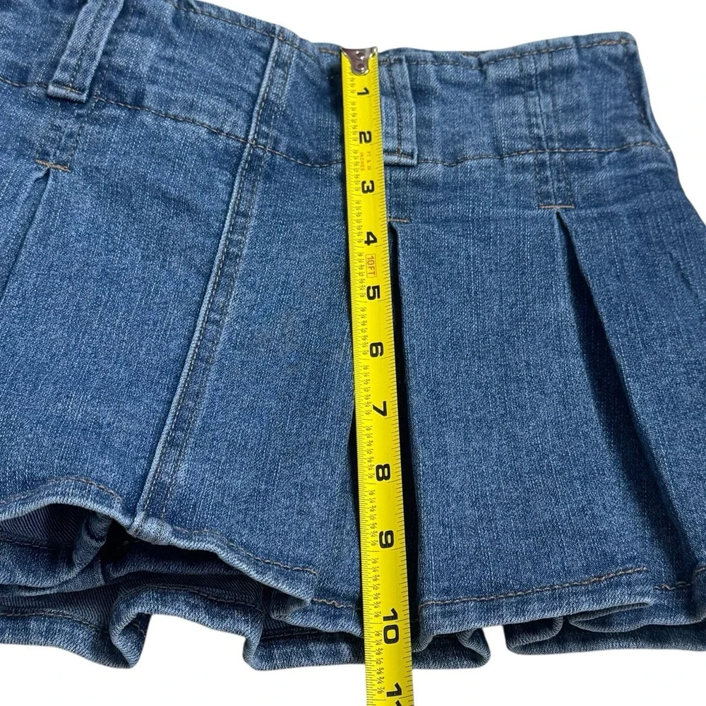 Y2K Almost Famous‎ Micro Mini Denim Pleated Skort Low Rise Grunge Skater S